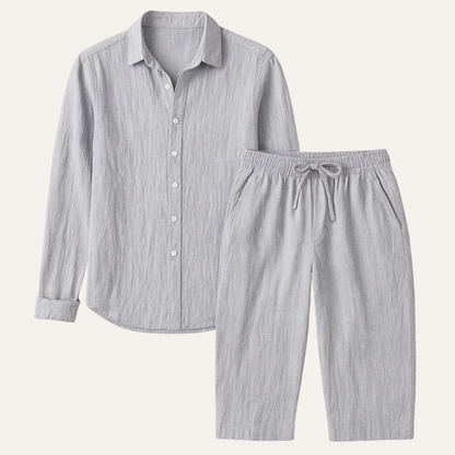 Herren Set mit Langarmhemd und Hose mit Kordelzug-Shirts for men-Alpenkind