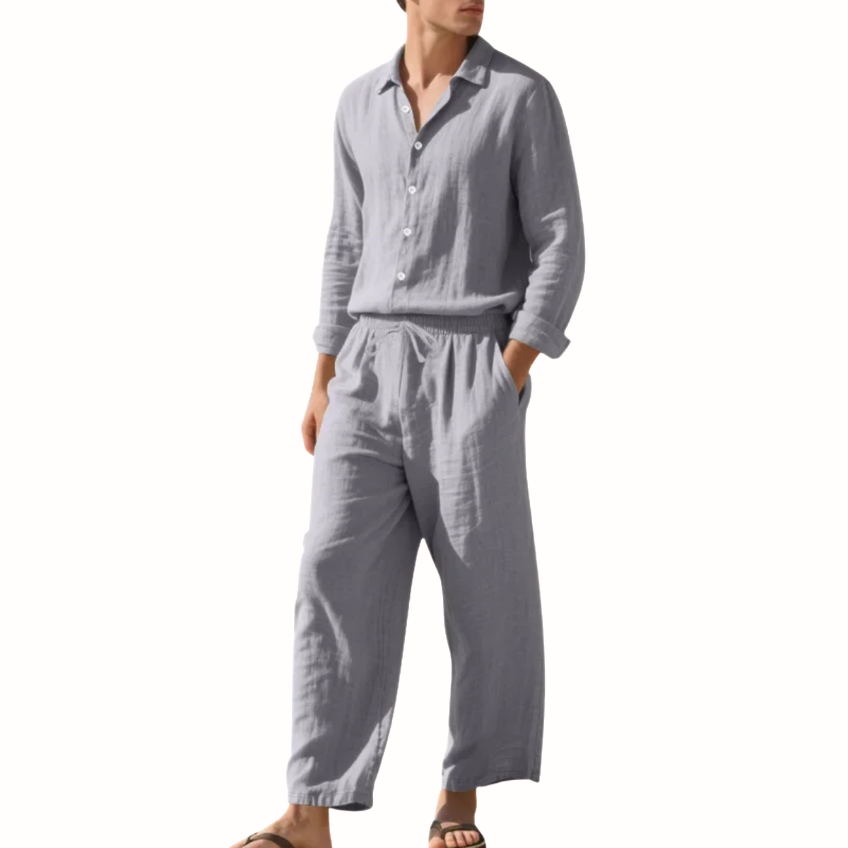 Herren Set mit Langarmhemd und Hose mit Kordelzug-Shirts for men-Alpenkind