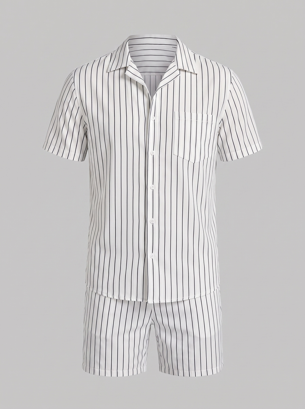 Herren-Set mit Nadelstreifen-Kurzarmhemd und Shorts-Sets for Men-Alpenkind