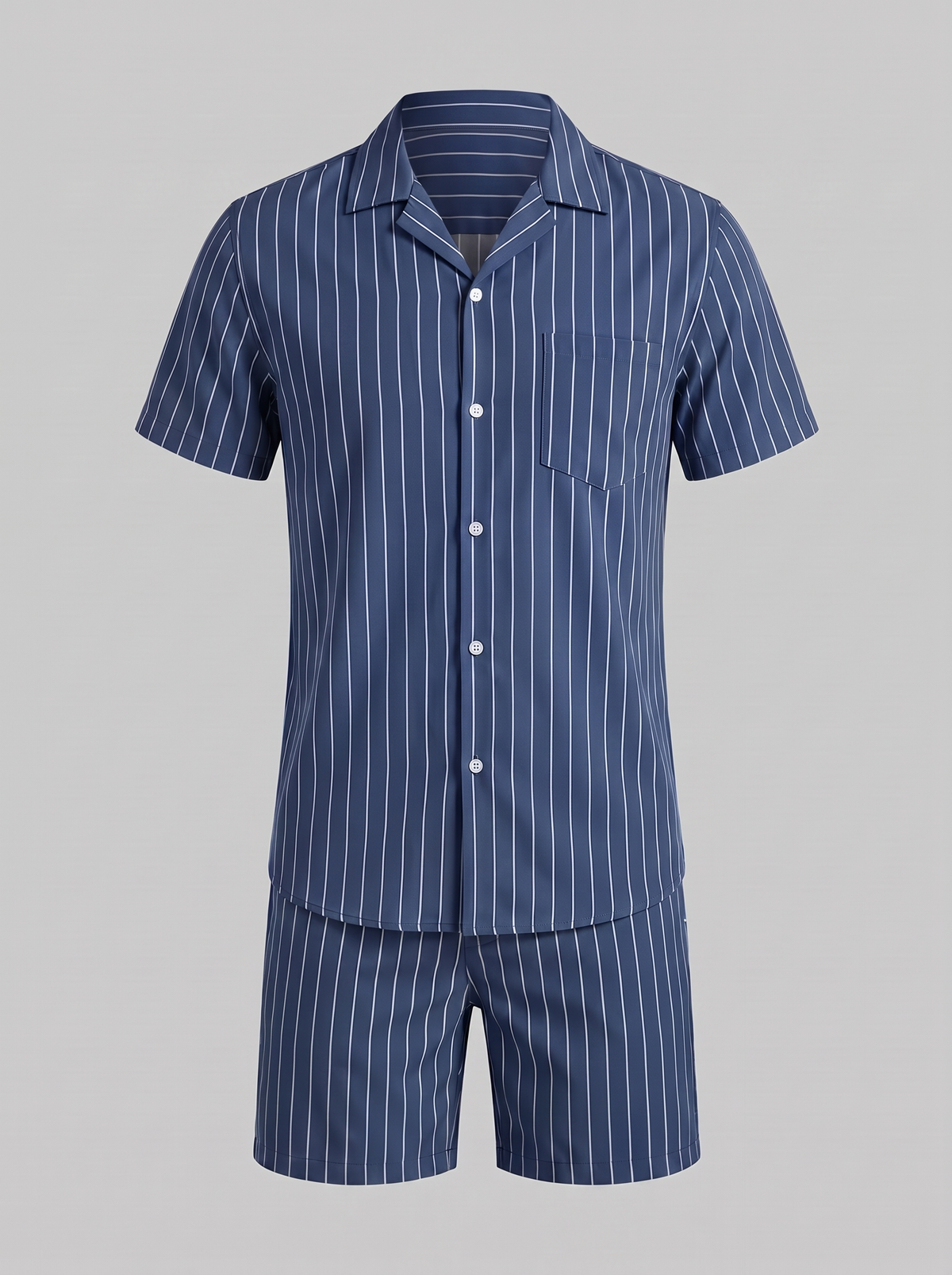 Herren-Set mit Nadelstreifen-Kurzarmhemd und Shorts-Sets for Men-Alpenkind