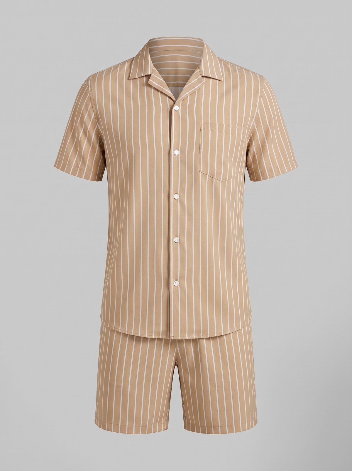 Herren-Set mit Nadelstreifen-Kurzarmhemd und Shorts-Sets for Men-Alpenkind