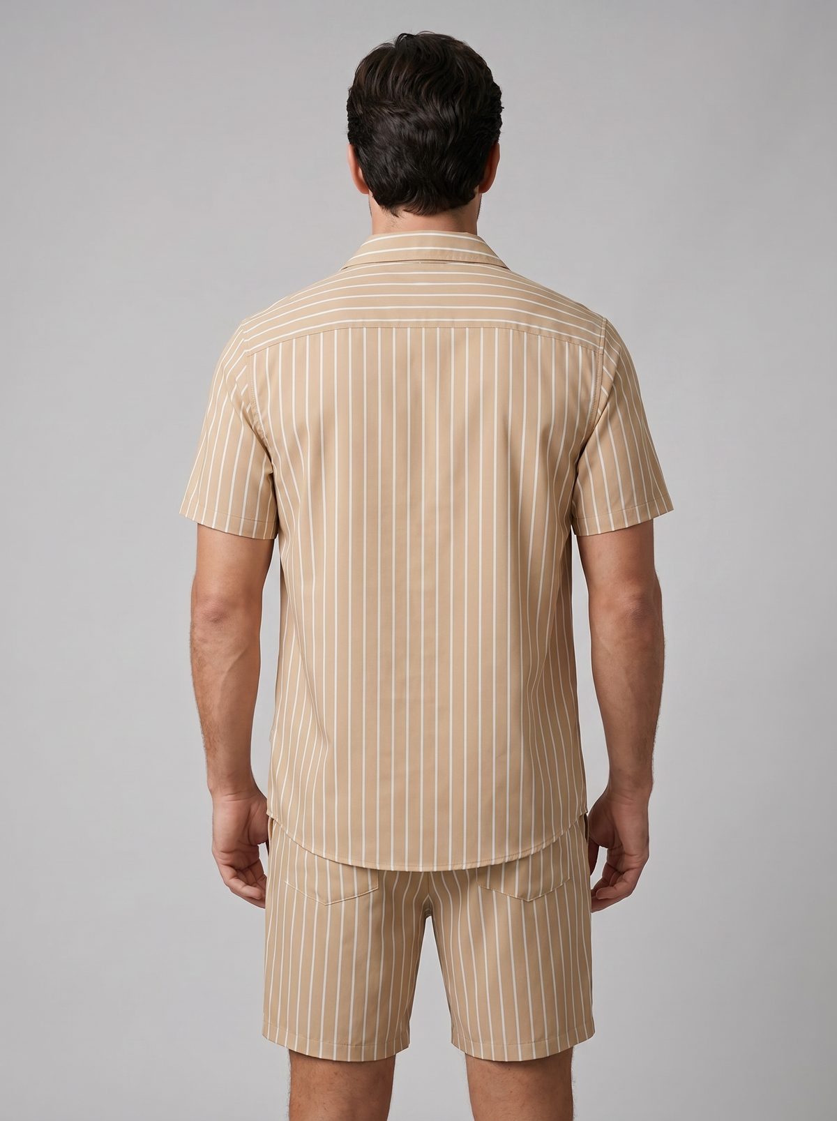 Herren-Set mit Nadelstreifen-Kurzarmhemd und Shorts-Sets for Men-Alpenkind