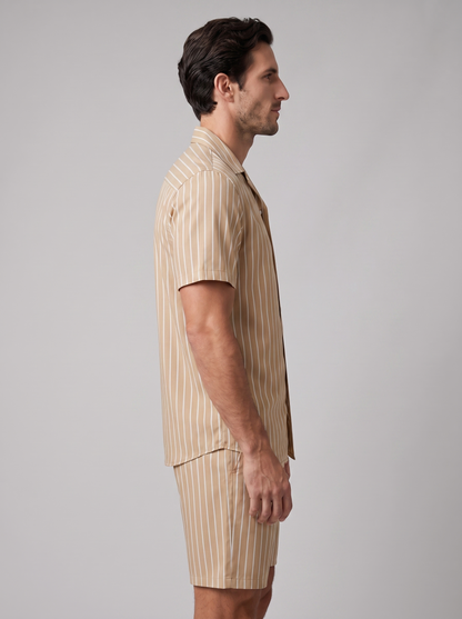 Herren-Set mit Nadelstreifen-Kurzarmhemd und Shorts-Sets for Men-Alpenkind