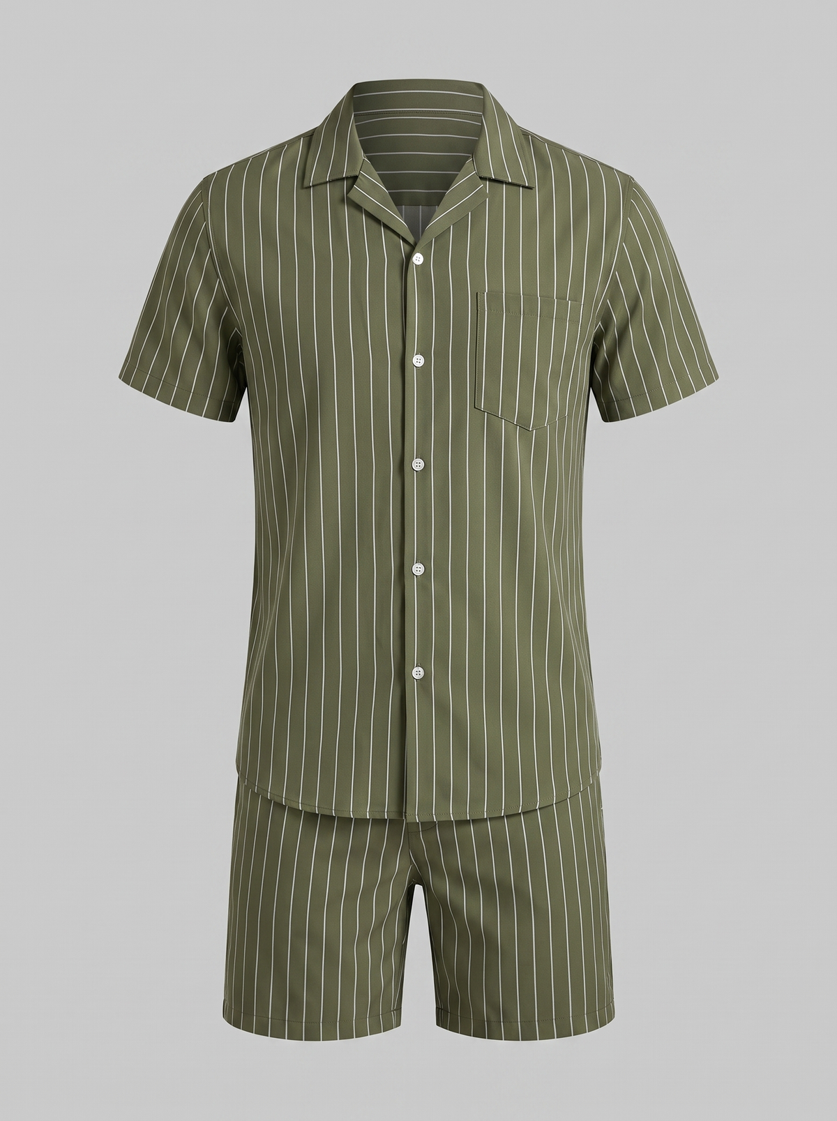 Herren-Set mit Nadelstreifen-Kurzarmhemd und Shorts-Sets for Men-Alpenkind