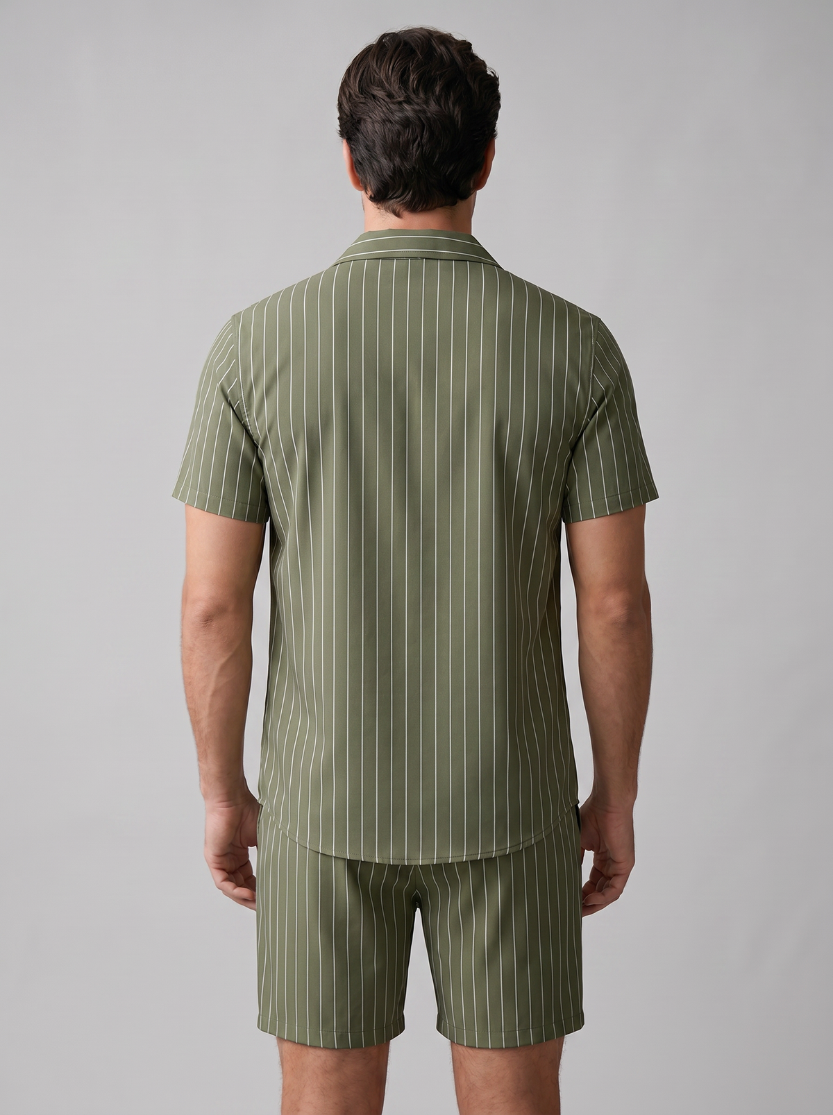 Herren-Set mit Nadelstreifen-Kurzarmhemd und Shorts-Sets for Men-Alpenkind