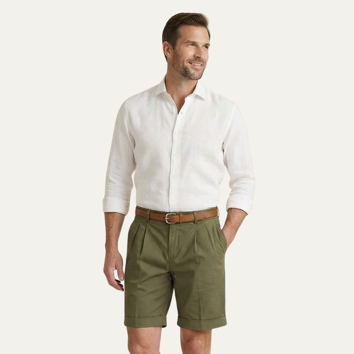 Herren Shorts mit Falten und Gürtel-Shorts for men-Alpenkind