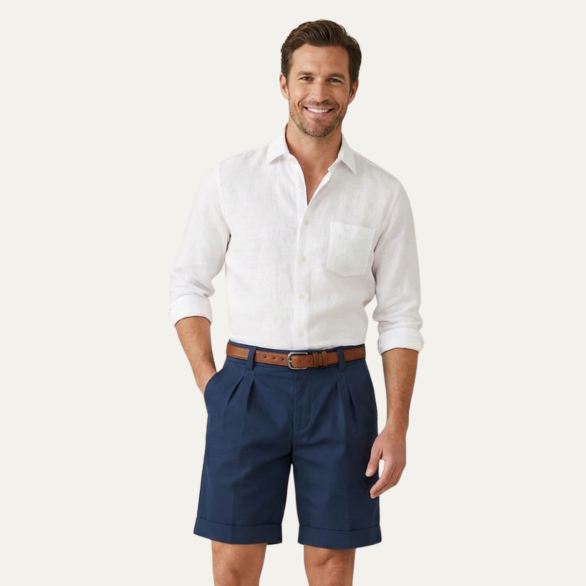 Herren Shorts mit Falten und Gürtel-Shorts for men-Alpenkind