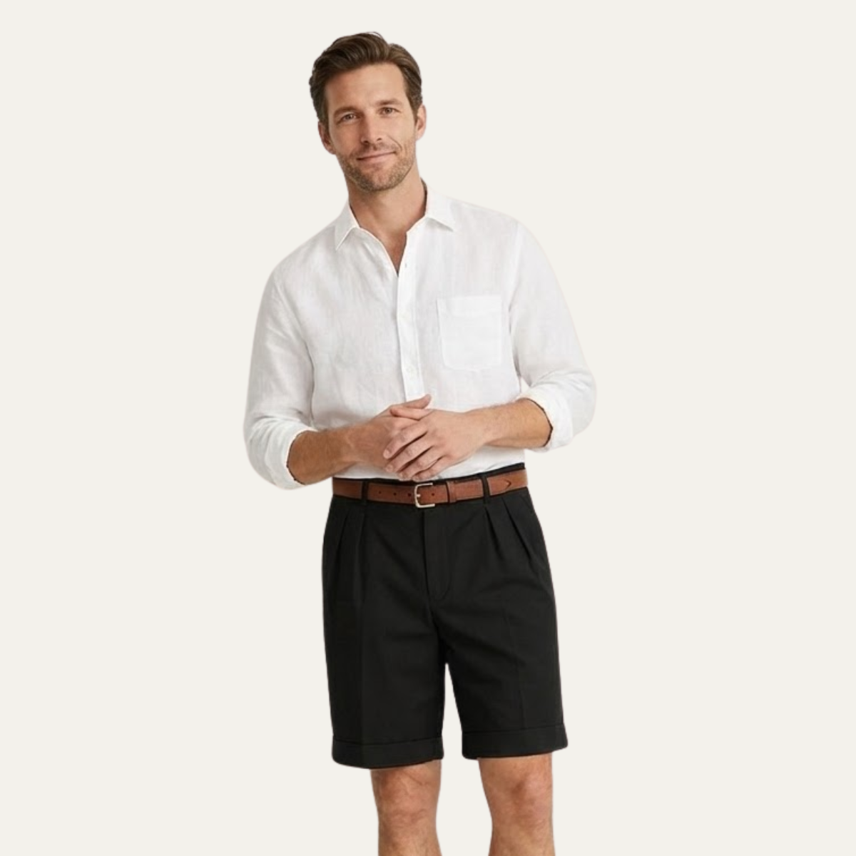Herren Shorts mit Falten und Gürtel-Shorts for men-Alpenkind