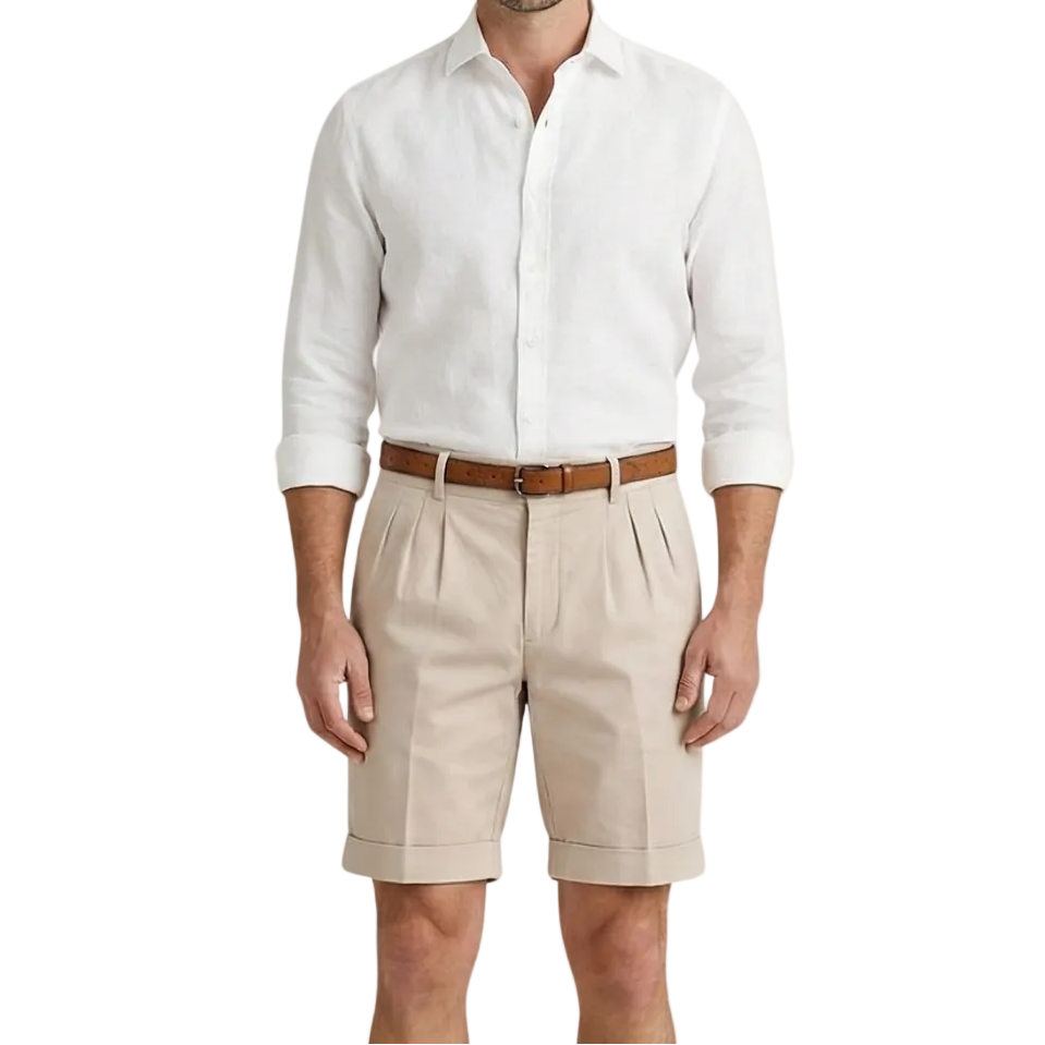Herren Shorts mit Falten und Gürtel-Shorts for men-Alpenkind