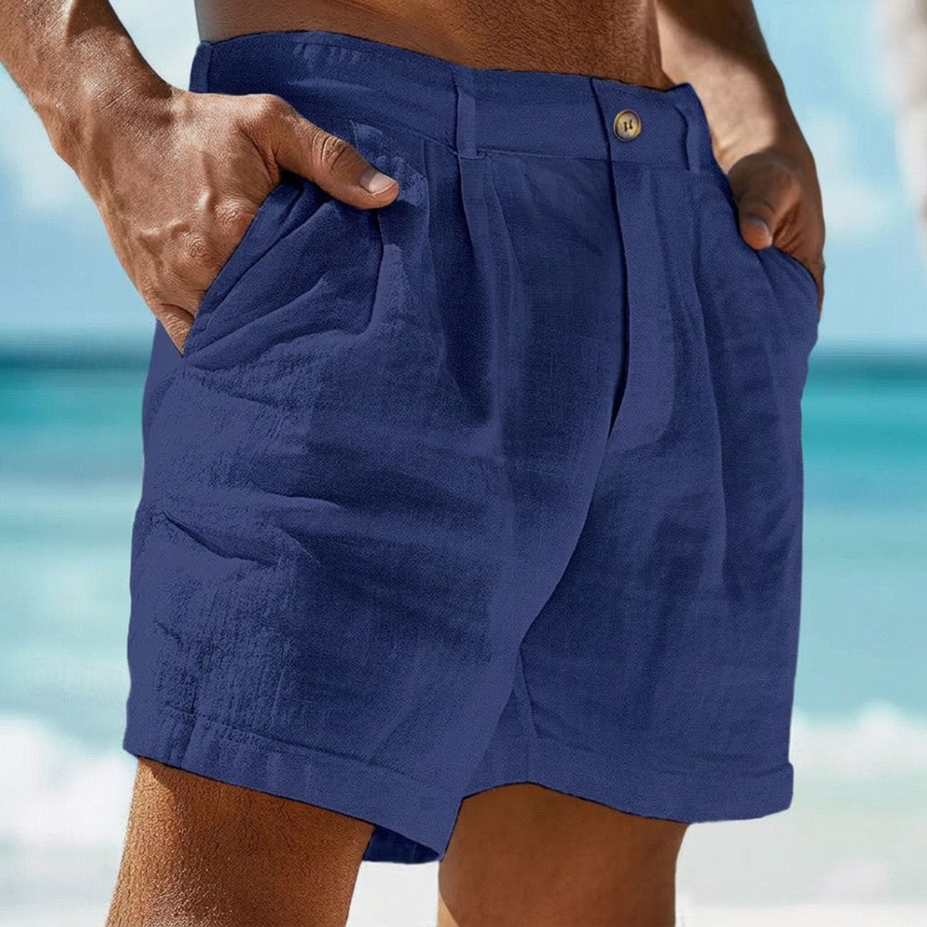 Herren Shorts mit Faltenbund und Knopfverschluss-Shorts for men-Alpenkind