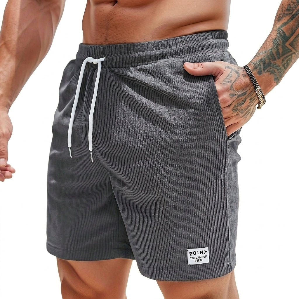 Herren Shorts mit Kordelzug und aufgenähtem Etikett-Shorts for men-Alpenkind