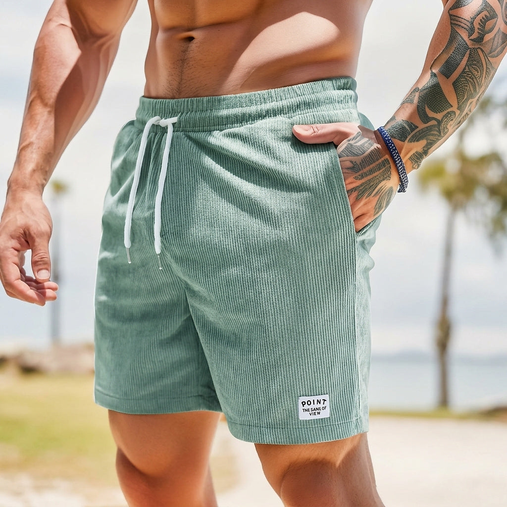 Herren Shorts mit Kordelzug und aufgenähtem Etikett-Shorts for men-Alpenkind