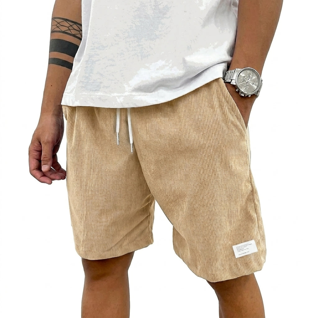 Herren Shorts mit Kordelzug und aufgenähtem Etikett-Shorts for men-Alpenkind