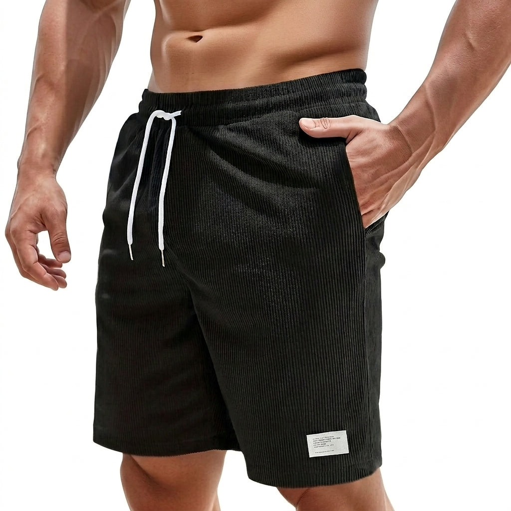 Herren Shorts mit Kordelzug und aufgenähtem Etikett-Shorts for men-Alpenkind