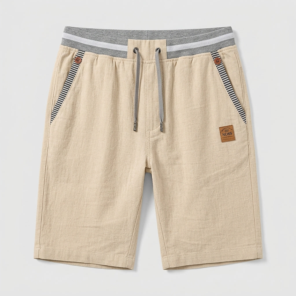 Herren-Shorts mit Kordelzug und gestreiftem Besatz-Shorts for men-Alpenkind