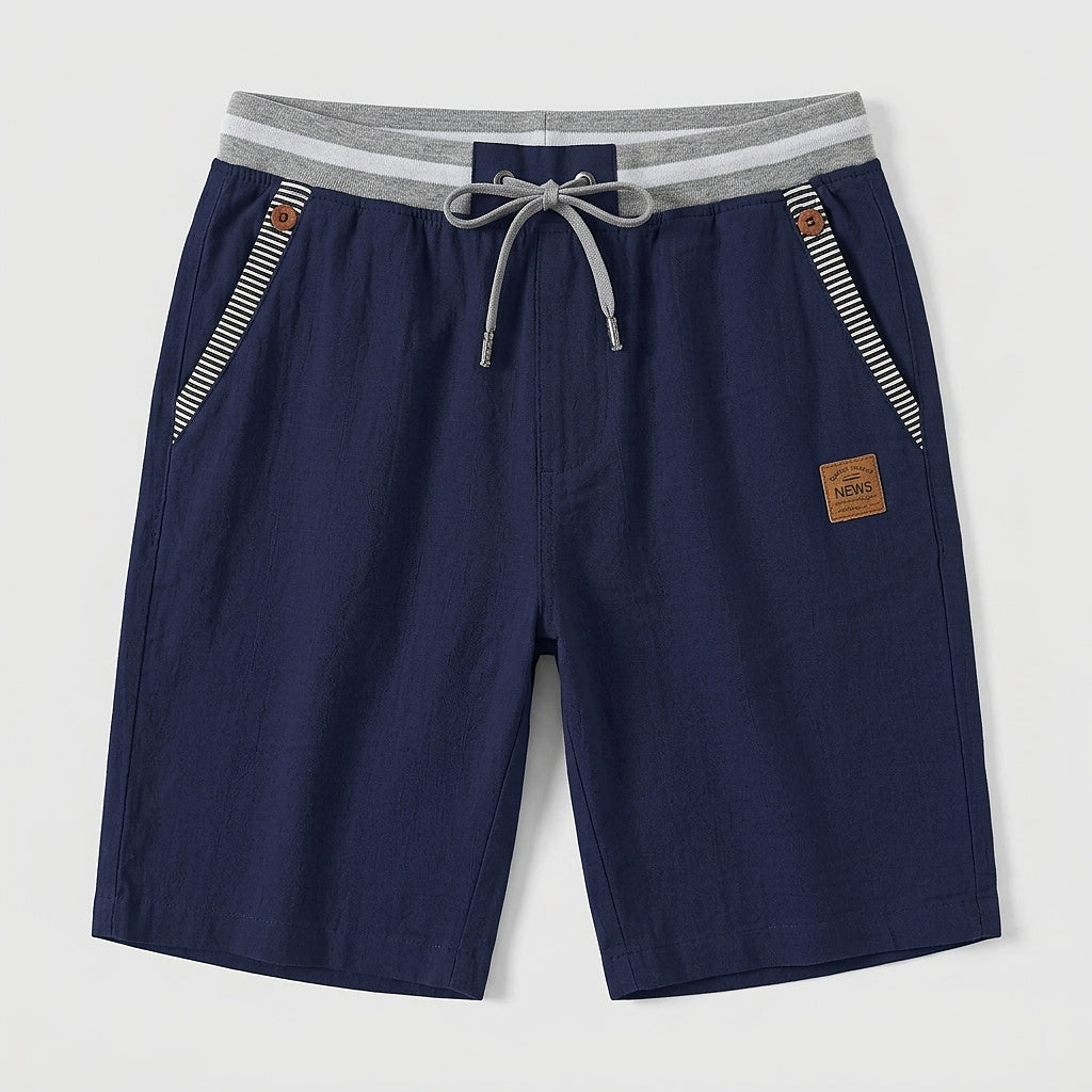 Herren-Shorts mit Kordelzug und gestreiftem Besatz-Shorts for men-Alpenkind