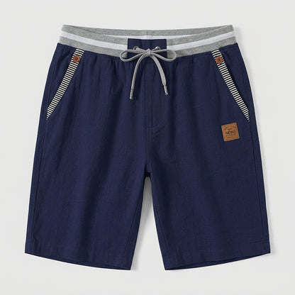 Herren-Shorts mit Kordelzug und gestreiftem Besatz-Shorts for men-Alpenkind