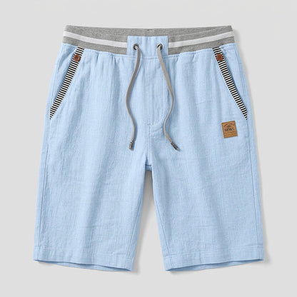Herren-Shorts mit Kordelzug und gestreiftem Besatz-Shorts for men-Alpenkind