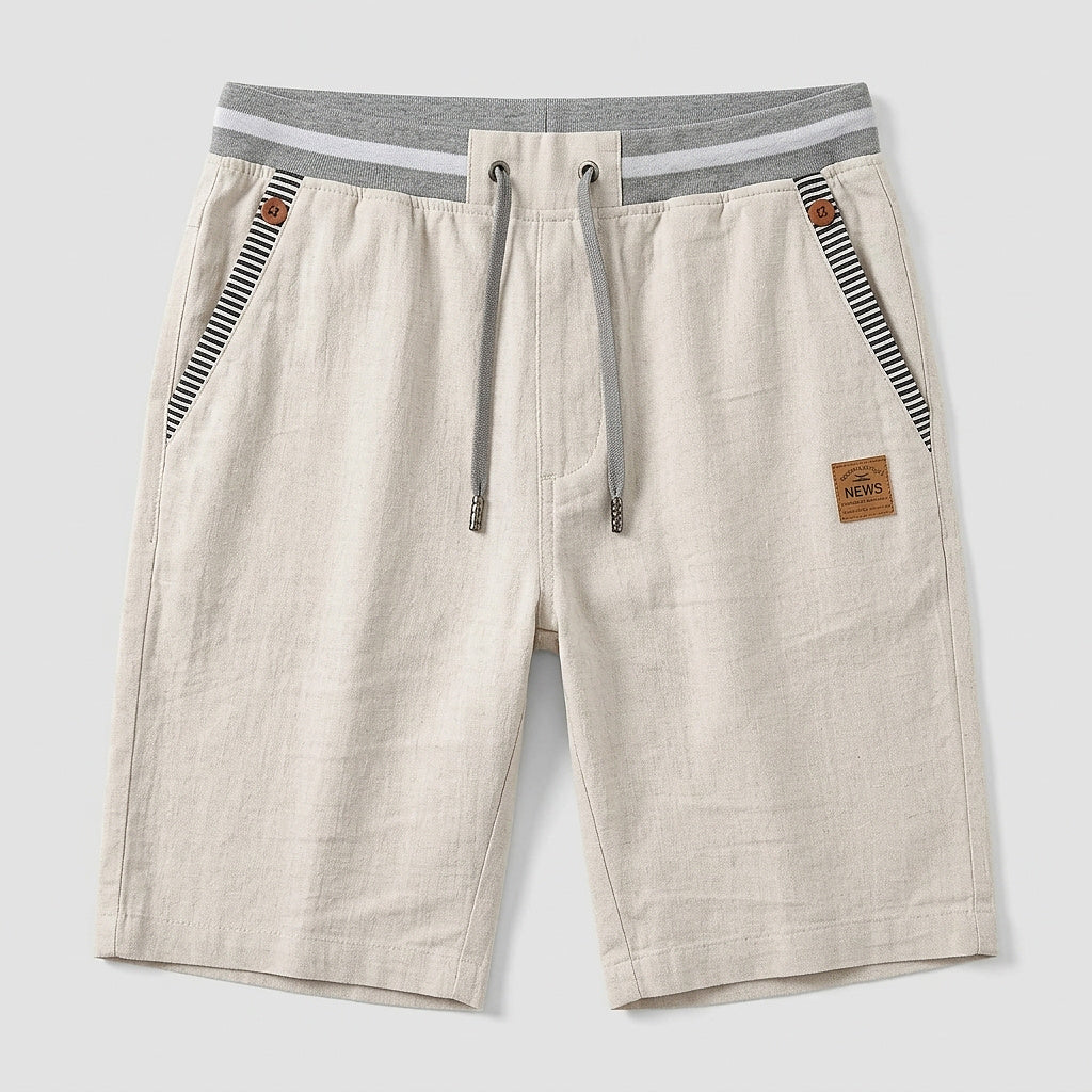 Herren-Shorts mit Kordelzug und gestreiftem Besatz-Shorts for men-Alpenkind
