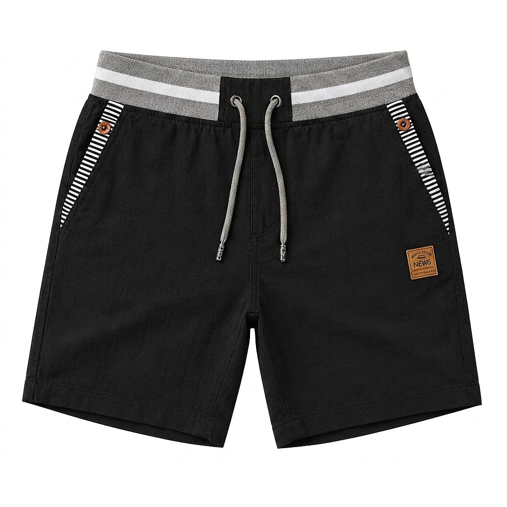 Herren-Shorts mit Kordelzug und gestreiftem Besatz-Shorts for men-Alpenkind