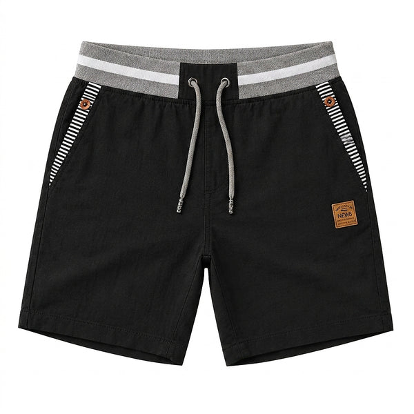 Herren-Shorts mit Kordelzug und gestreiftem Besatz-Shorts for men-Alpenkind