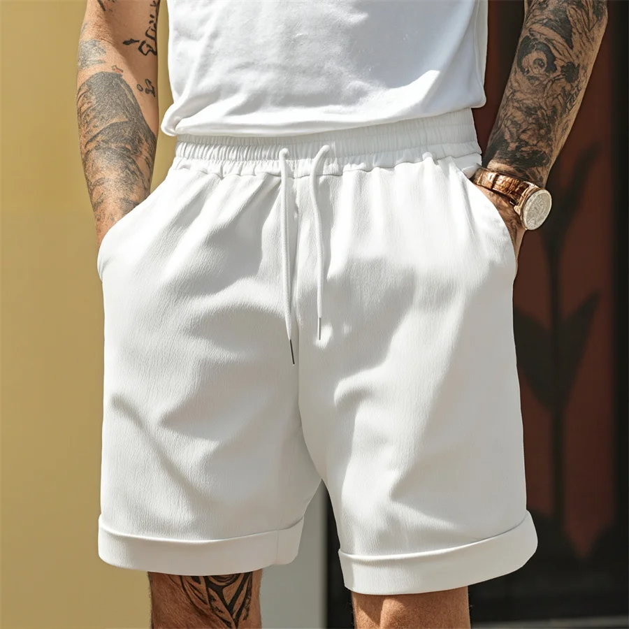Herren Shorts mit Kordelzug und Umschlagsaum-Shorts for men-Alpenkind
