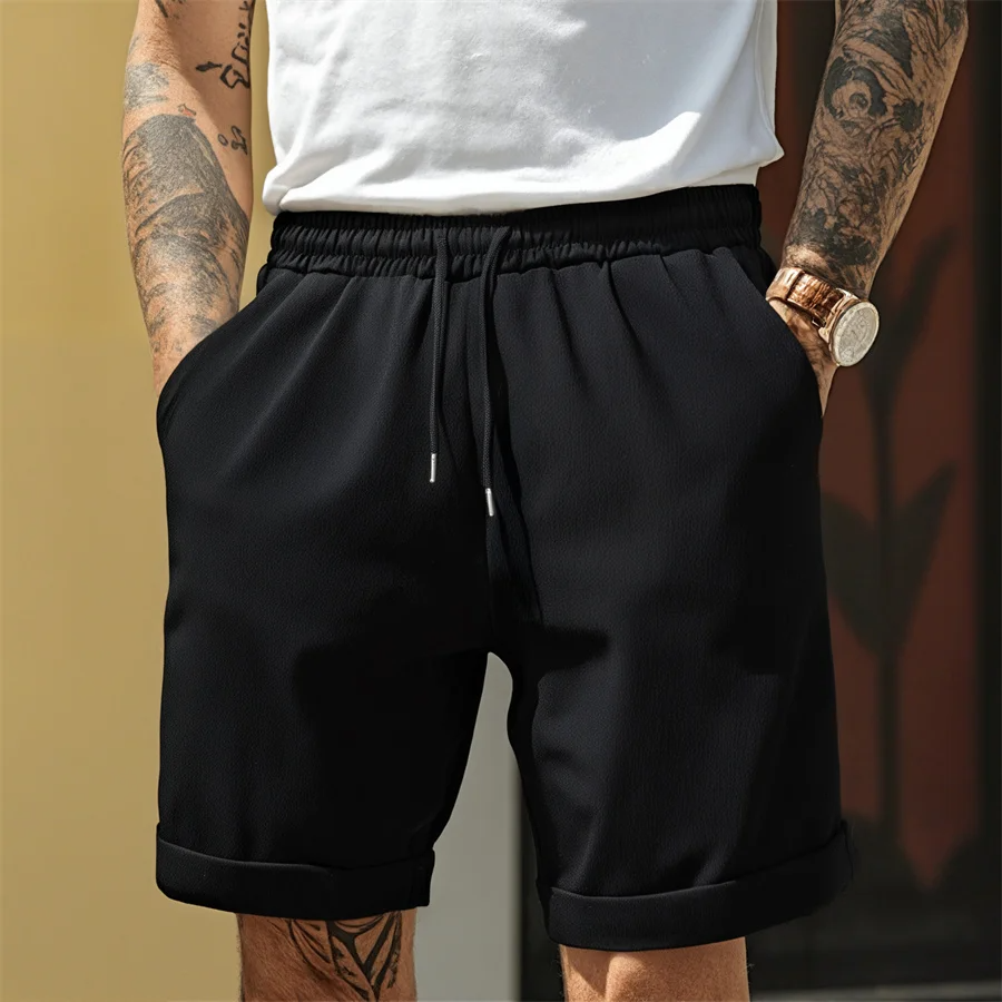 Herren Shorts mit Kordelzug und Umschlagsaum-Shorts for men-Alpenkind