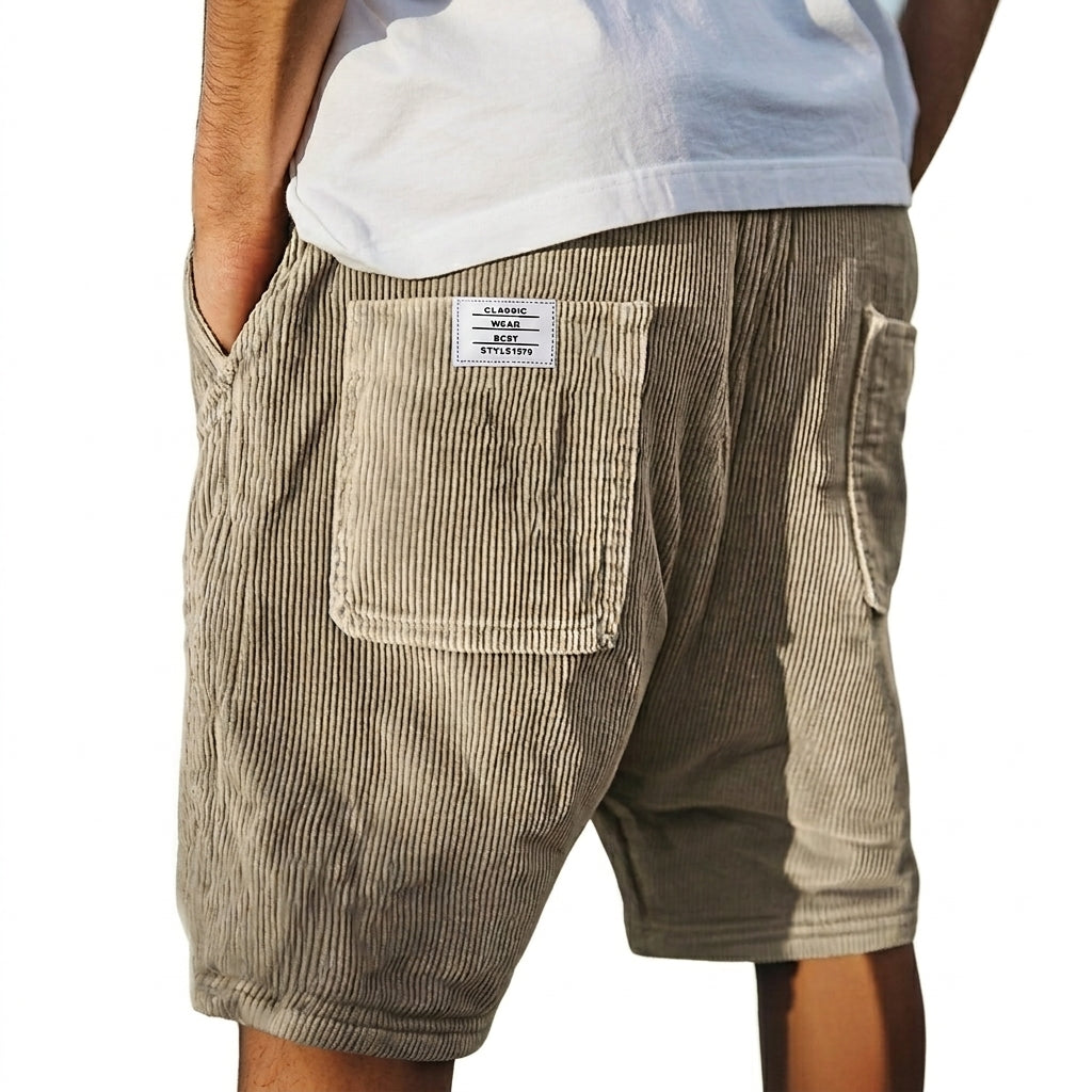 Herren Shorts mit Rippenstruktur und aufgesetzten Taschen-Shorts for men-Alpenkind