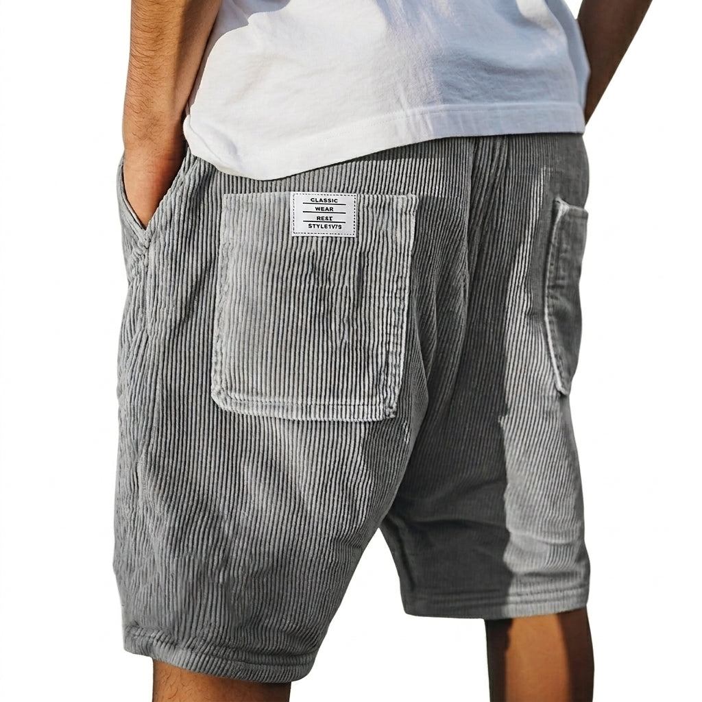 Herren Shorts mit Rippenstruktur und aufgesetzten Taschen-Shorts for men-Alpenkind