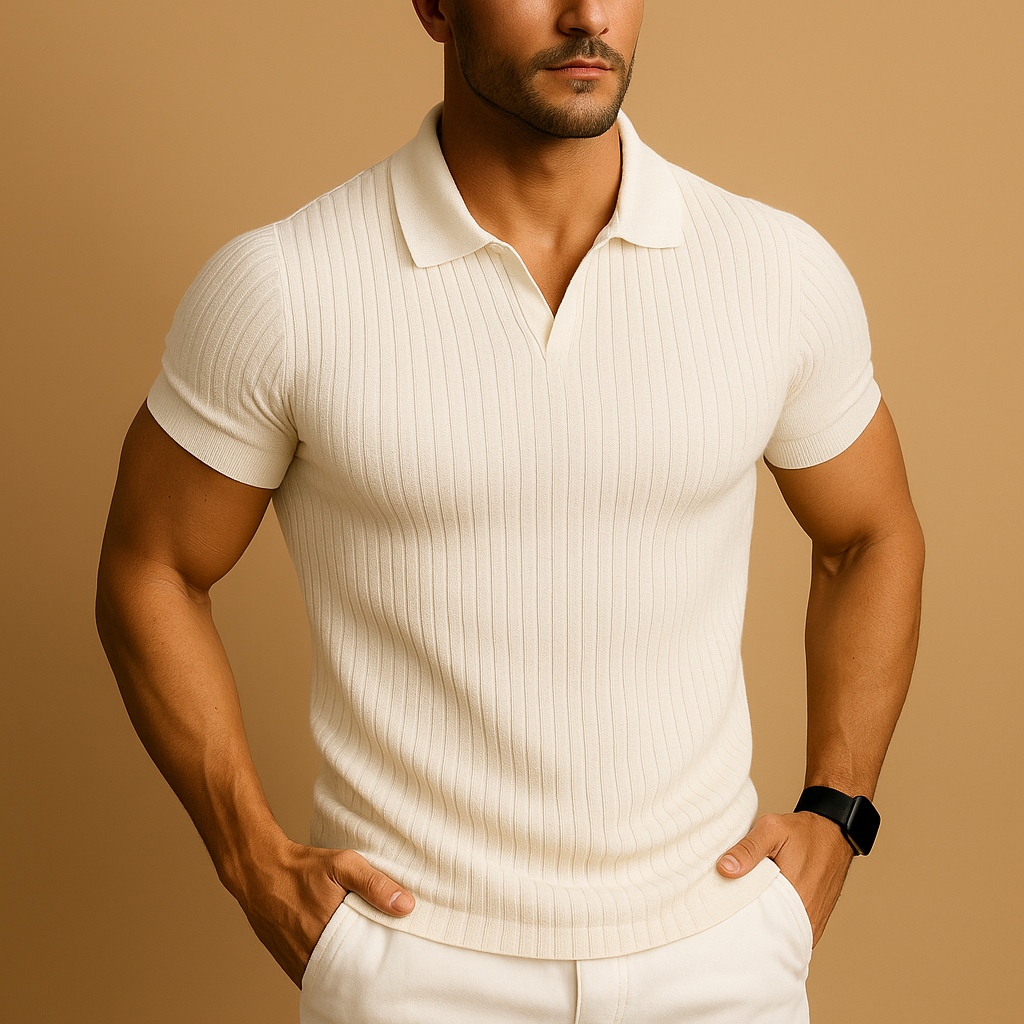 Herren Slim Fit Polo-Shirt mit V-Ausschnitt-T-Shirts & Polos for men-Alpenkind