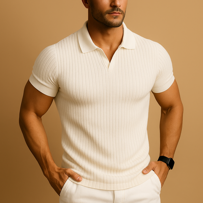 Herren Slim Fit Polo-Shirt mit V-Ausschnitt-T-Shirts & Polos for men-Alpenkind