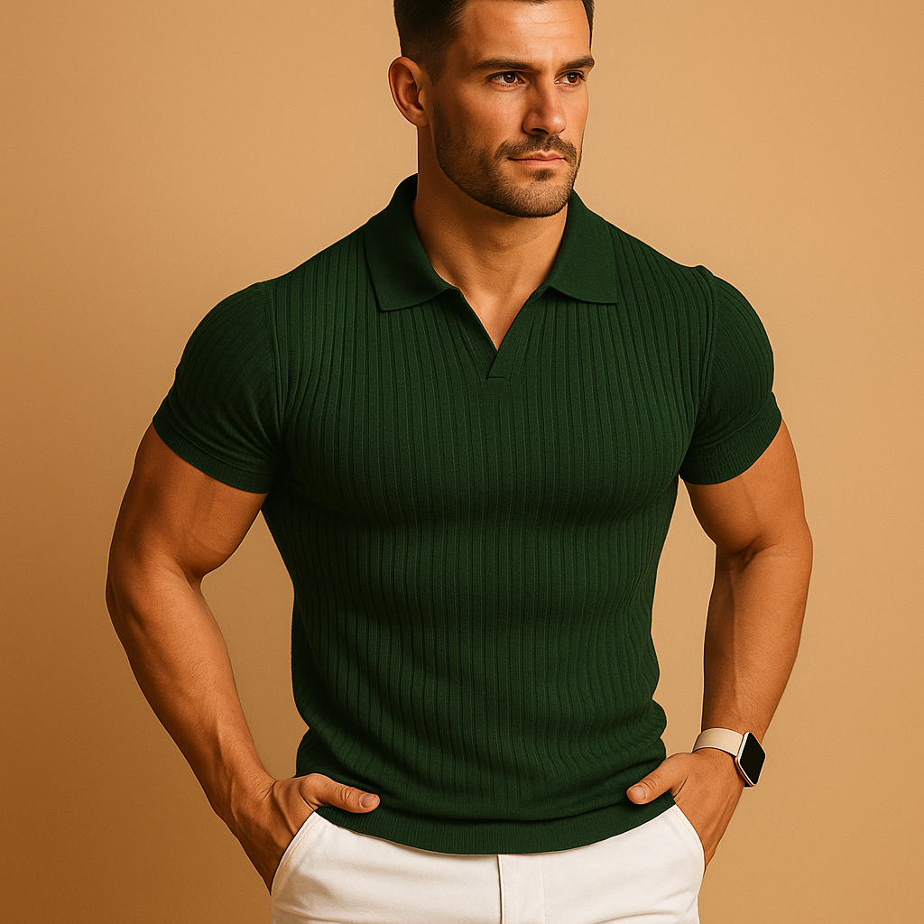 Herren Slim Fit Polo-Shirt mit V-Ausschnitt-T-Shirts & Polos for men-Alpenkind