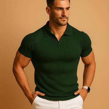Herren Slim Fit Polo-Shirt mit V-Ausschnitt-T-Shirts & Polos for men-Alpenkind