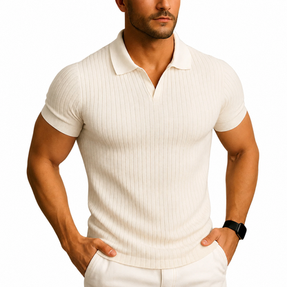 Herren Slim Fit Polo-Shirt mit V-Ausschnitt-T-Shirts & Polos for men-Alpenkind