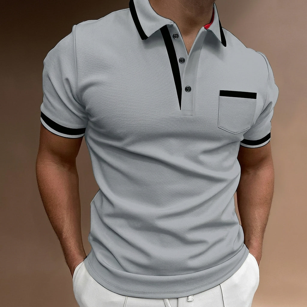 Herren Slim Fit Poloshirt mit Kontrastbesatz-T-Shirts & Polos for men-Alpenkind