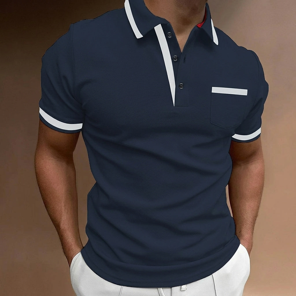 Herren Slim Fit Poloshirt mit Kontrastbesatz-T-Shirts & Polos for men-Alpenkind