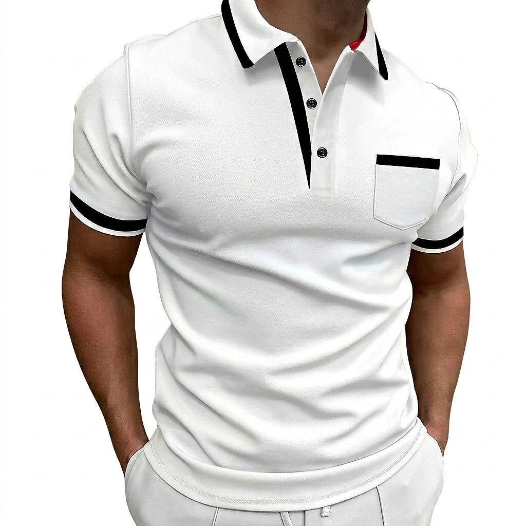 Herren Slim Fit Poloshirt mit Kontrastbesatz-T-Shirts & Polos for men-Alpenkind