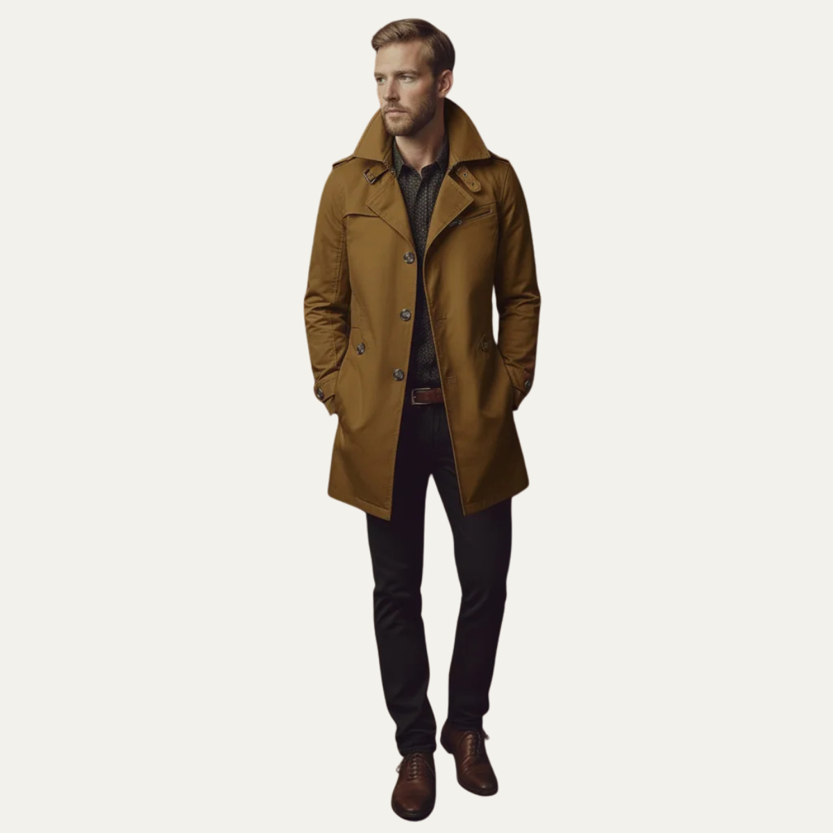 Herren Slim Fit Trenchcoat mit Reverskragen-Coats for men-Alpenkind