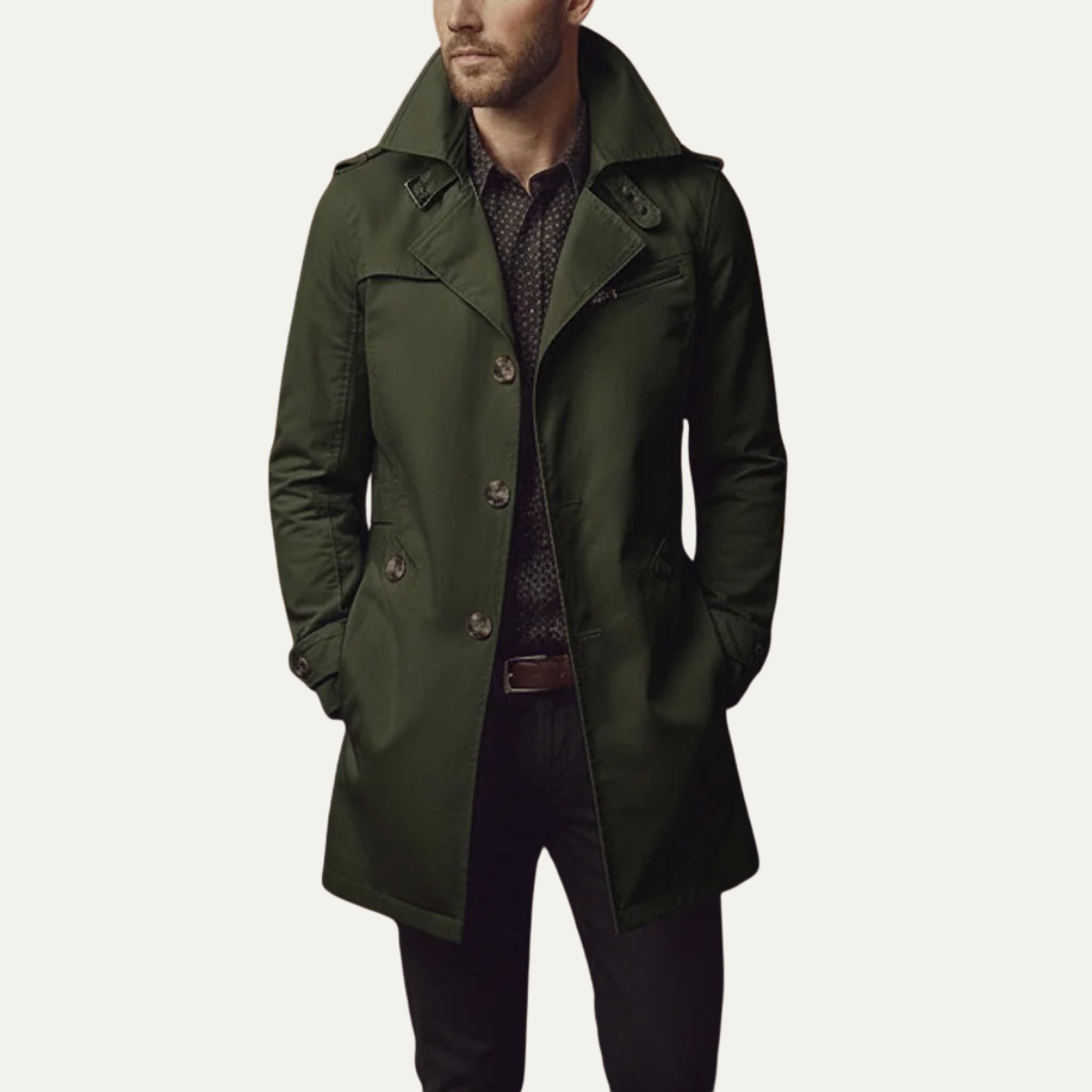 Herren Slim Fit Trenchcoat mit Reverskragen-Coats for men-Alpenkind