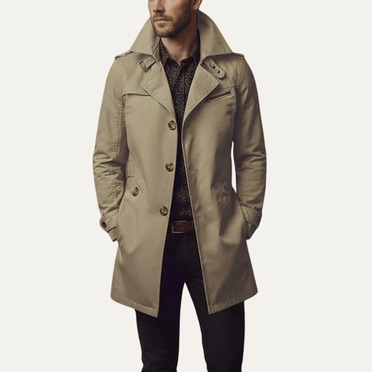 Herren Slim Fit Trenchcoat mit Reverskragen-Coats for men-Alpenkind