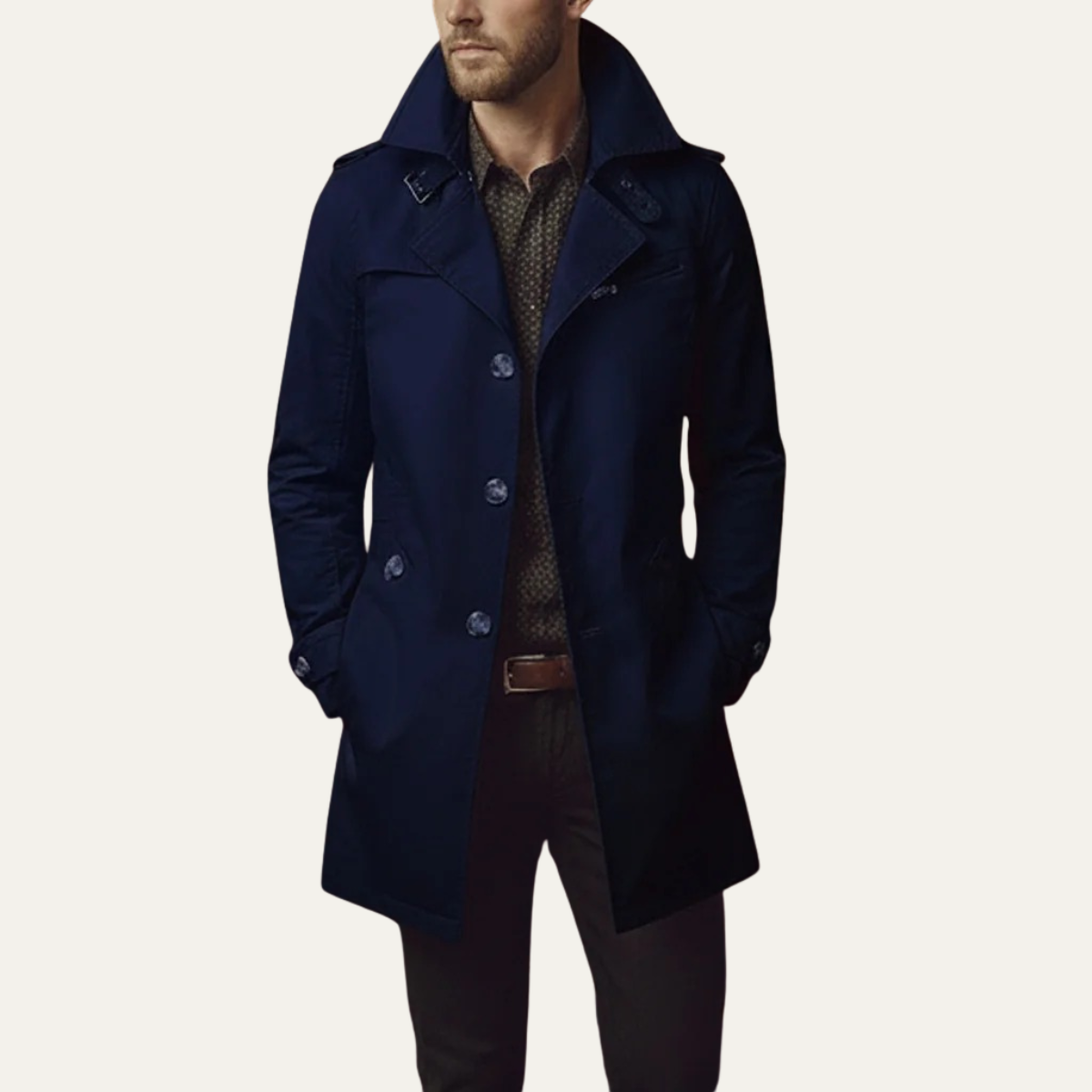 Herren Slim Fit Trenchcoat mit Reverskragen-Coats for men-Alpenkind