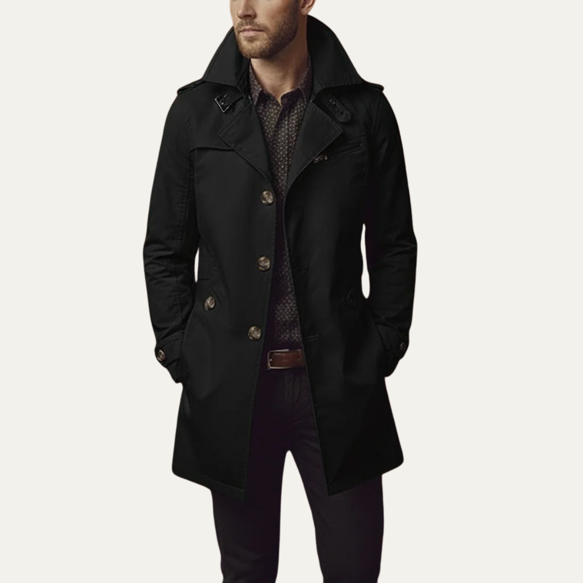 Herren Slim Fit Trenchcoat mit Reverskragen-Coats for men-Alpenkind