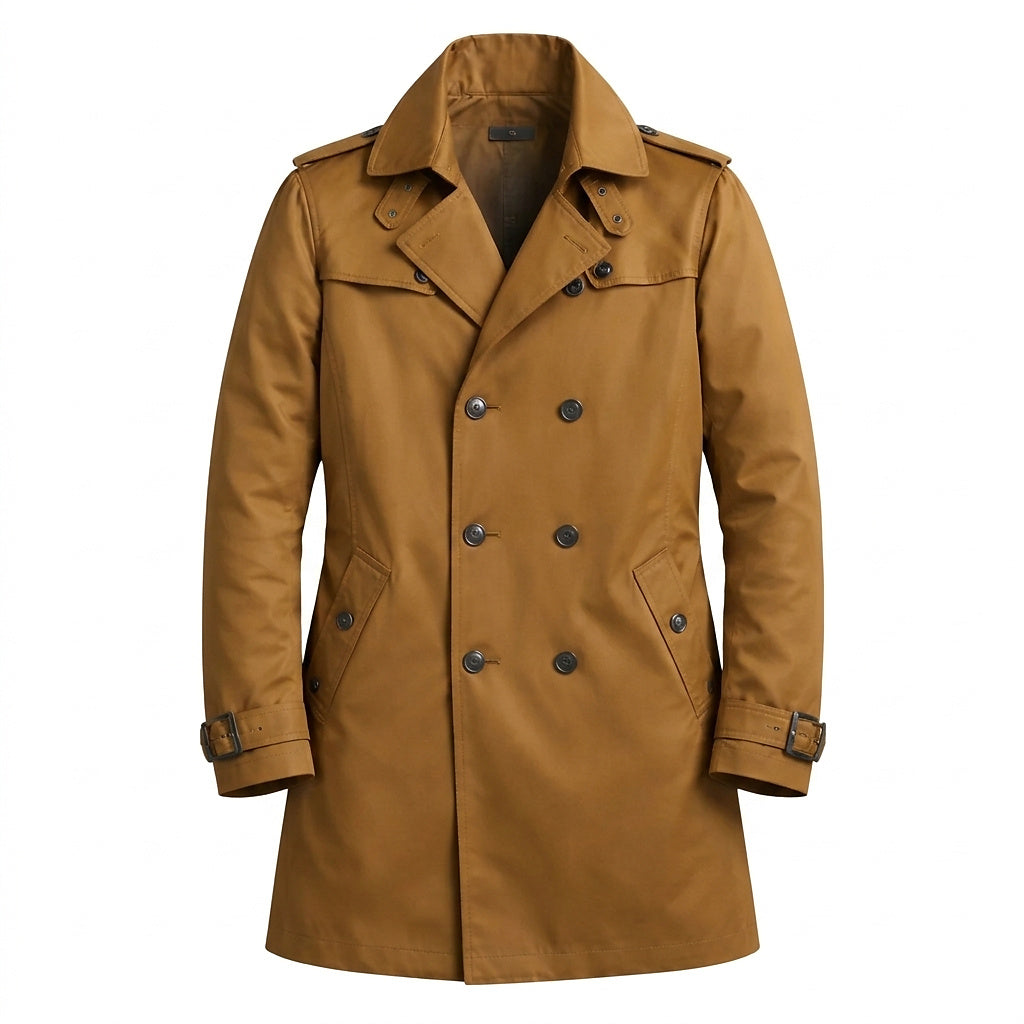 Herren Slim Fit Trenchcoat mit Reverskragen-Coats for men-Alpenkind
