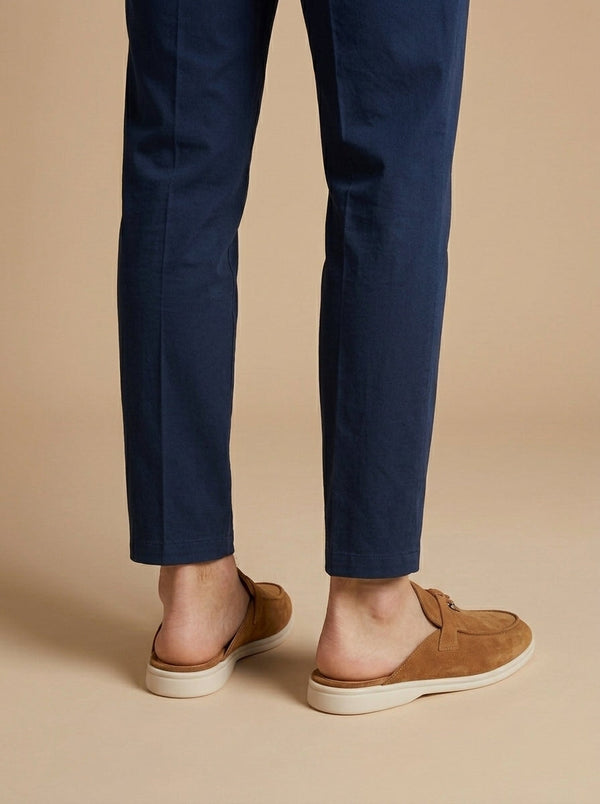 Herren-Slipper mit offener Ferse, Velours-Oberfläche und Metallverzierung-Dress shoes for men-Alpenkind