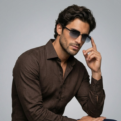 Herren Sonnenbrille mit geometrischen Gläsern und Metallsteg-Glasses for men-Alpenkind
