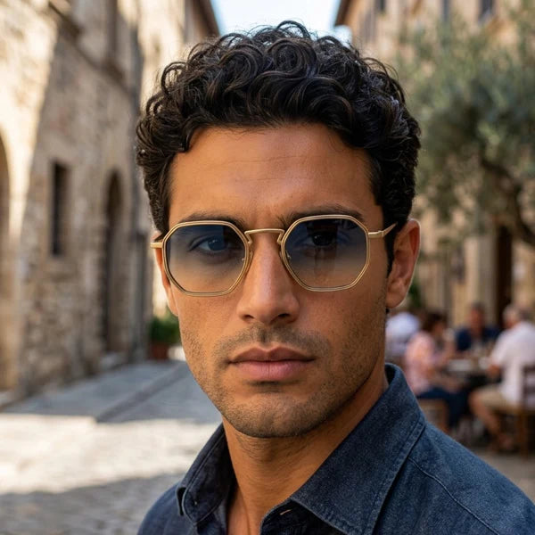 Herren Sonnenbrille mit geometrischer Vollrandfassung und Winkelsteg-Glasses for men-Alpenkind