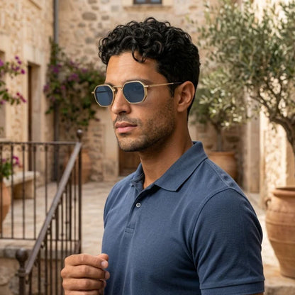 Herren Sonnenbrille mit geometrischer Vollrandfassung und Winkelsteg-Glasses for men-Alpenkind
