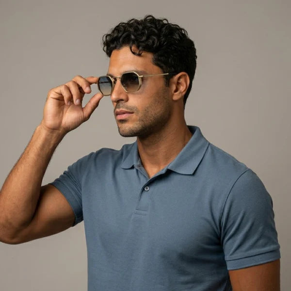Herren Sonnenbrille mit geometrischer Vollrandfassung und Winkelsteg-Glasses for men-Alpenkind