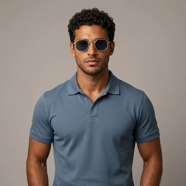 Herren Sonnenbrille mit geometrischer Vollrandfassung und Winkelsteg-Glasses for men-Alpenkind