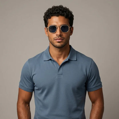 Herren Sonnenbrille mit geometrischer Vollrandfassung und Winkelsteg-Glasses for men-Alpenkind